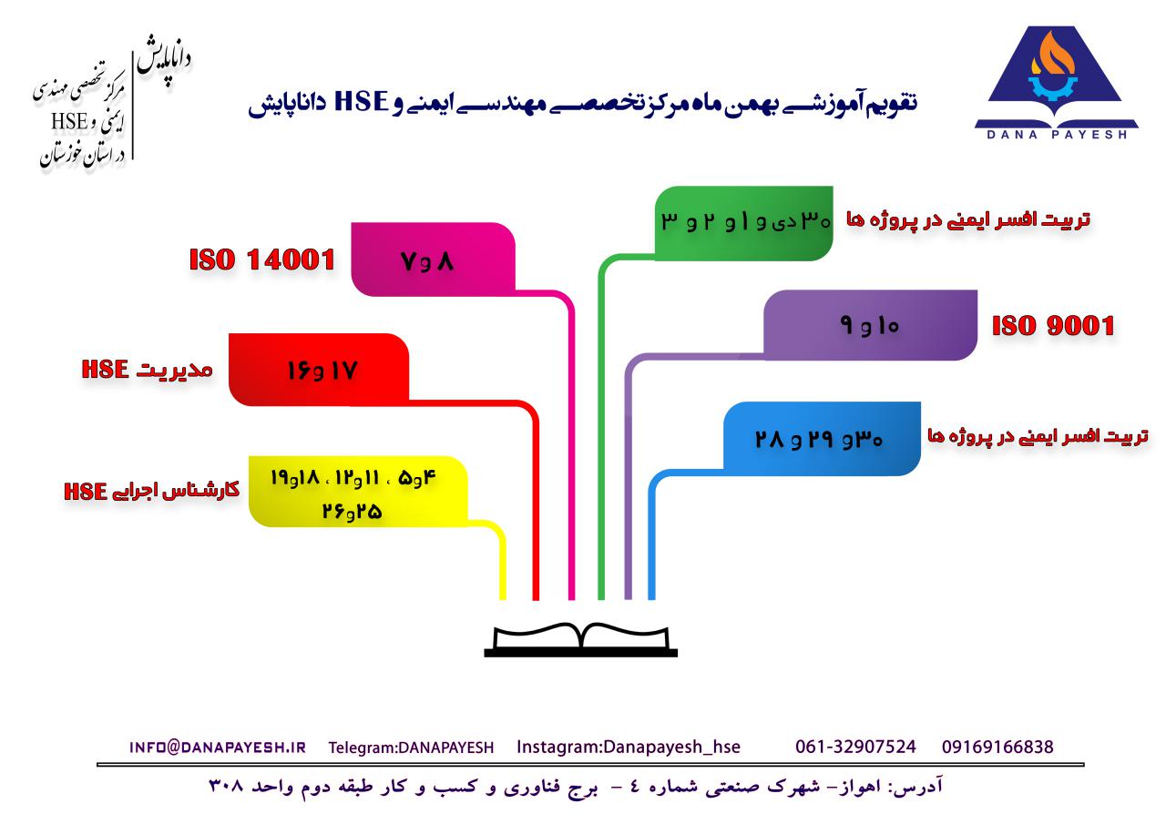 تقویم آموزشی HSE بهمن ماه 97